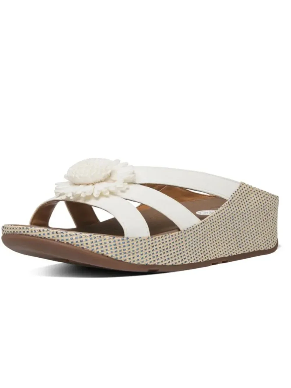 FitFlop Cream Wedge Slide Sandals with Floral Medallion